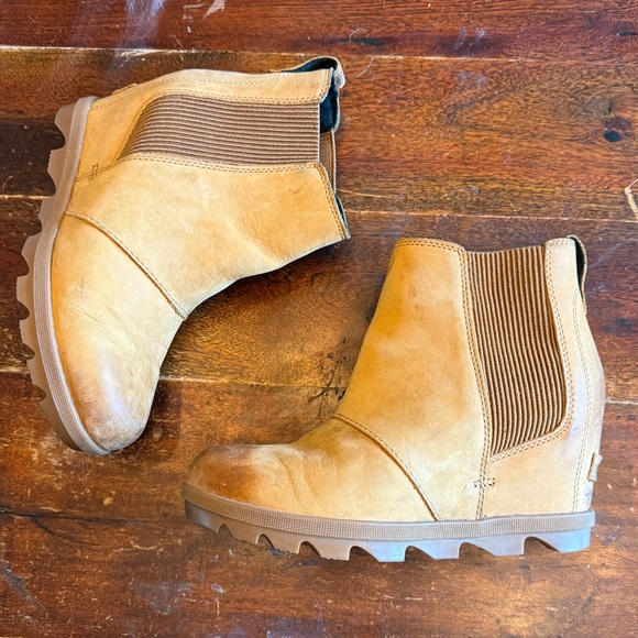 Sorel Lea Wedge Joan of Arctic Chelsea Wedge Camel Brown Black 7 - Picture 13 of 14